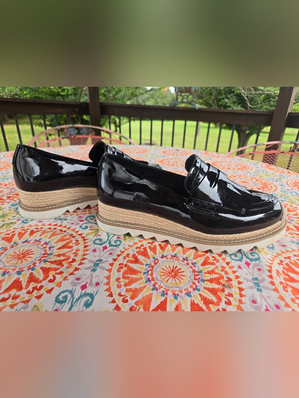 ✨ NWT Black Patent Espadrille Loafers – Women’s 12W ✨